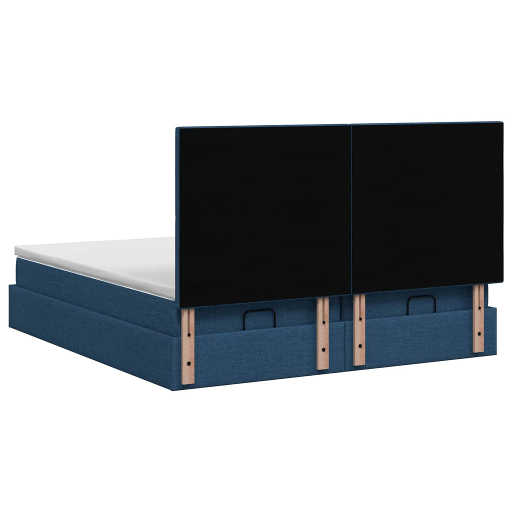 vidaXL Łóżko z pojemnikiem i materacem LED niebieski 180 x 200 cm