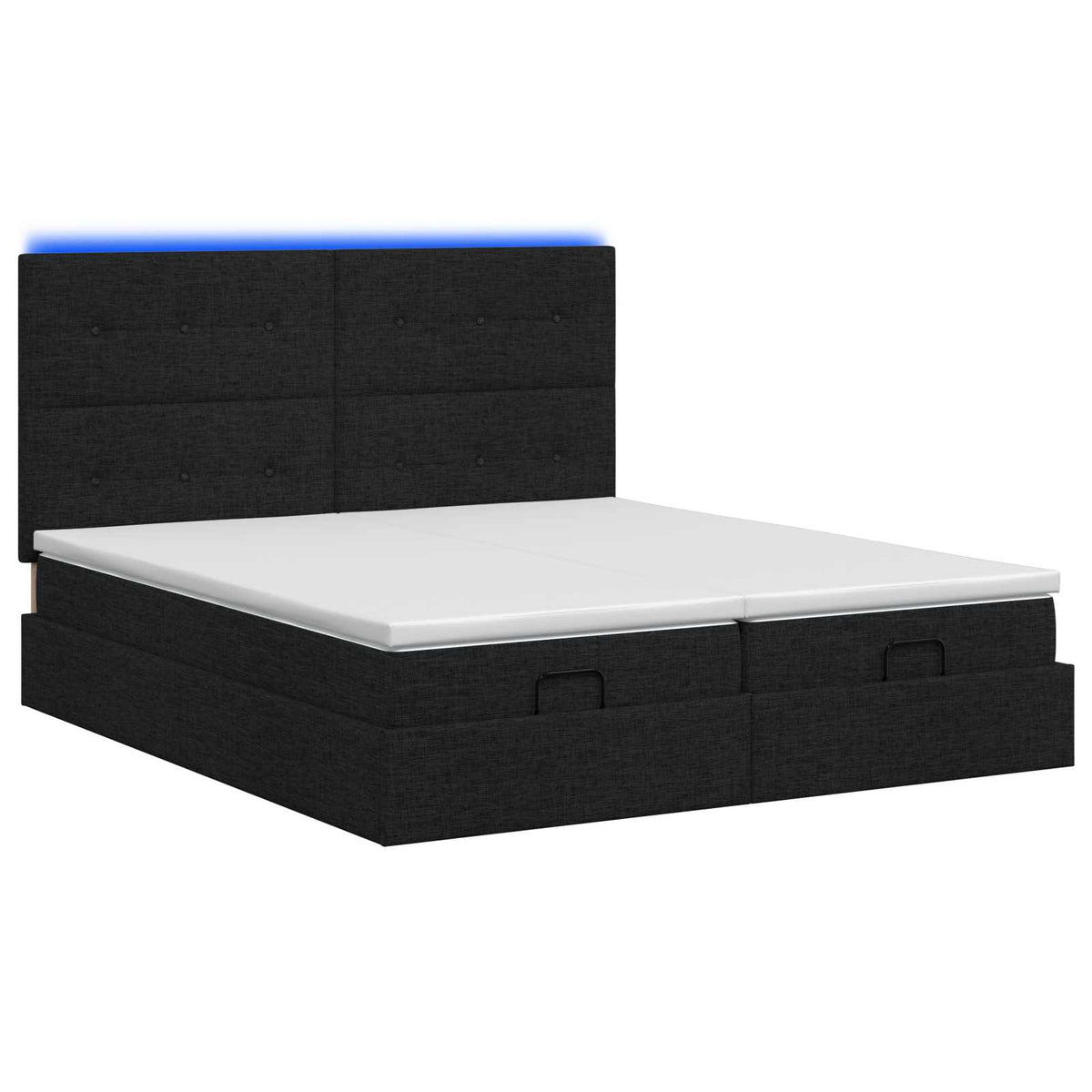 vidaXL Łóżko z pojemnikiem i materacem LED Czarny 200 x 200 cm tkanina
