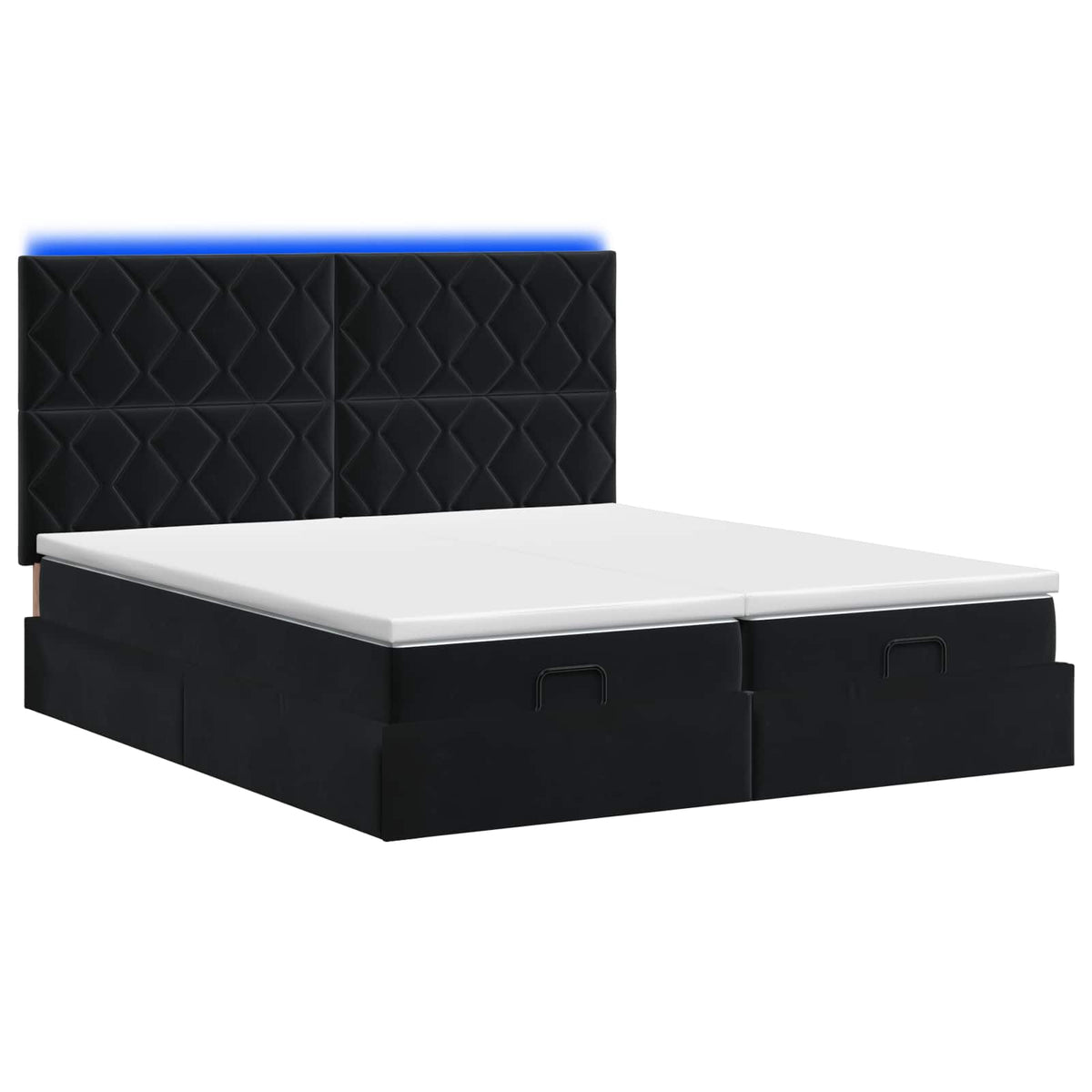 vidaXL Łóżko z pojemnikiem i materacem LED Czarny 200 x 200 cm Welur