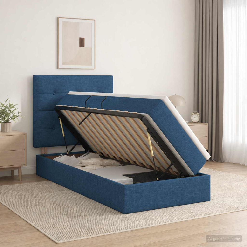 vidaXL Łóżko z funkcją przechowywania LED z materacem niebieski