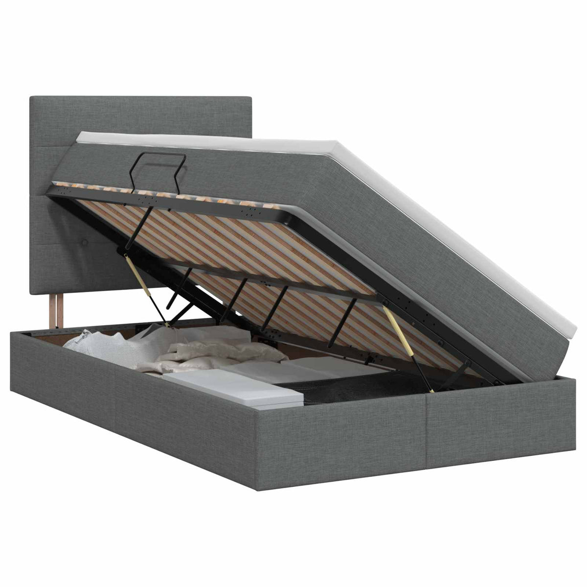 vidaXL Łóżko z miejscem na przechowywanie i materacem ciemnoszary