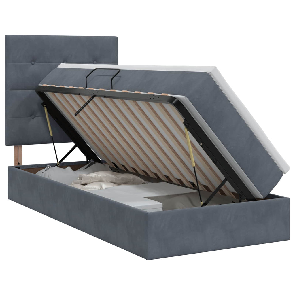 vidaXL Łóżko z miejscem na przechowywanie i materacem ciemnoszary