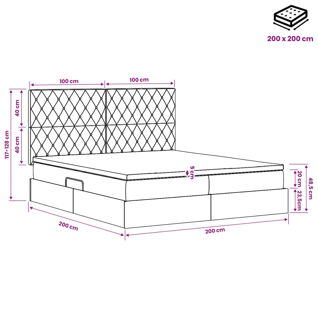 vidaXL Łóżko z miejscem do przechowywania Ciemnozielony 200 x 200 cm