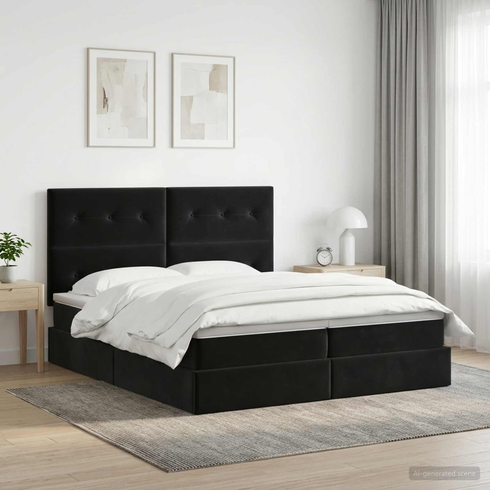 vidaXL Łóżko z miejscem do przechowywania Czarny 200 x 200 cm Aksamit