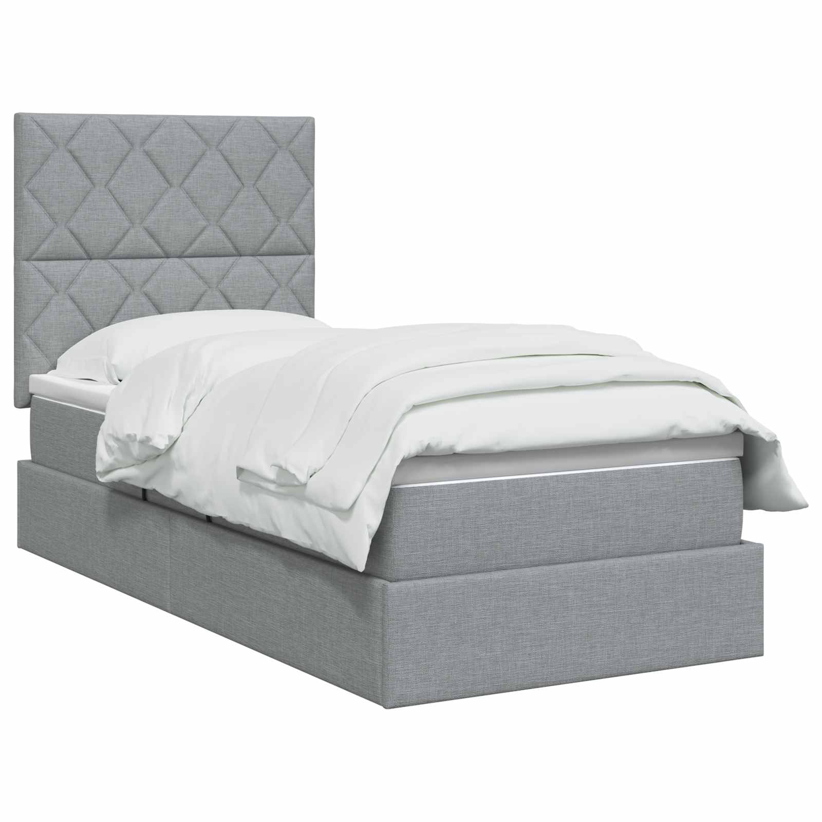 vidaXL Łóżko z funkcją przechowywania LED z materacem jasnoszary