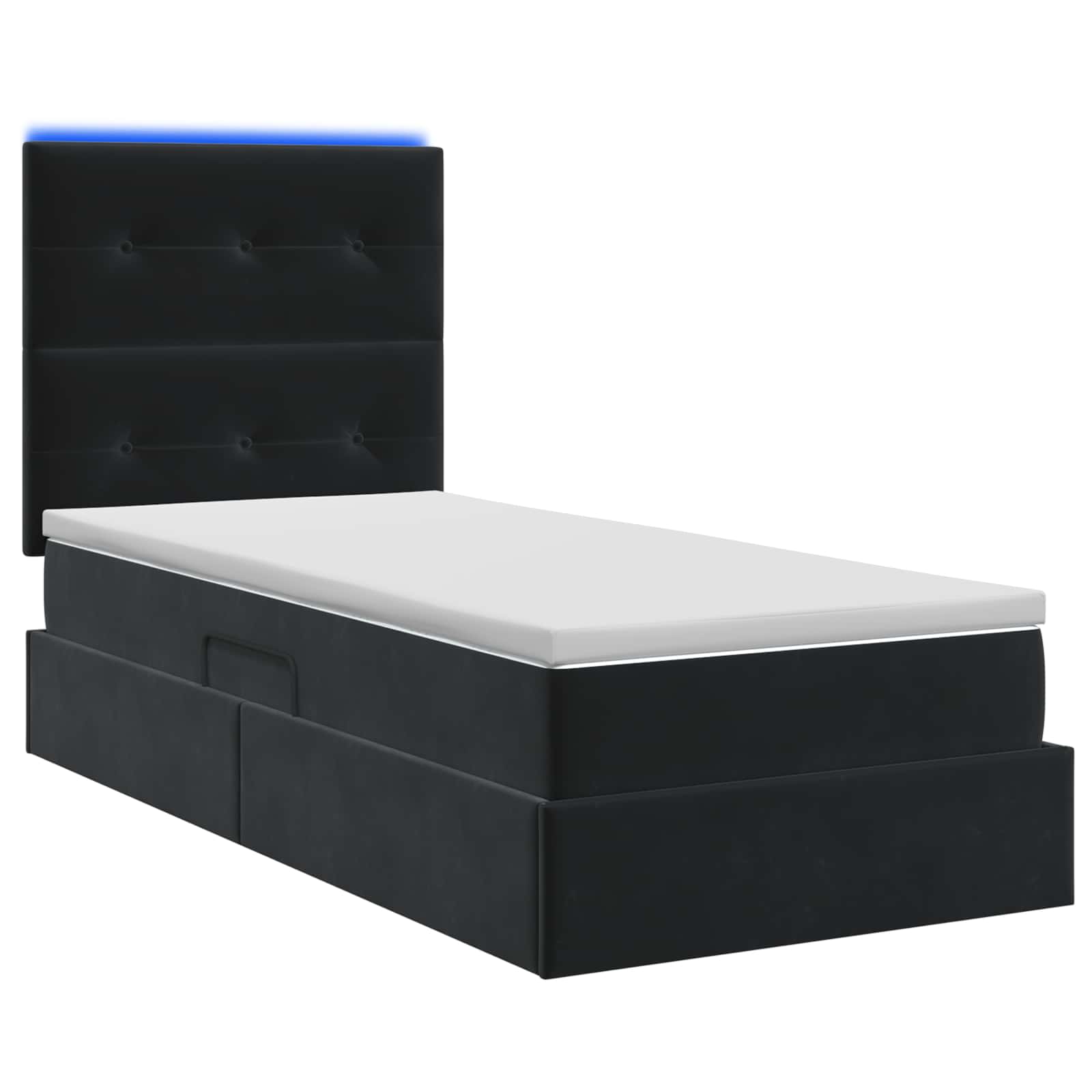 vidaXL Łóżko z funkcją przechowywania LED z materacem Czarny