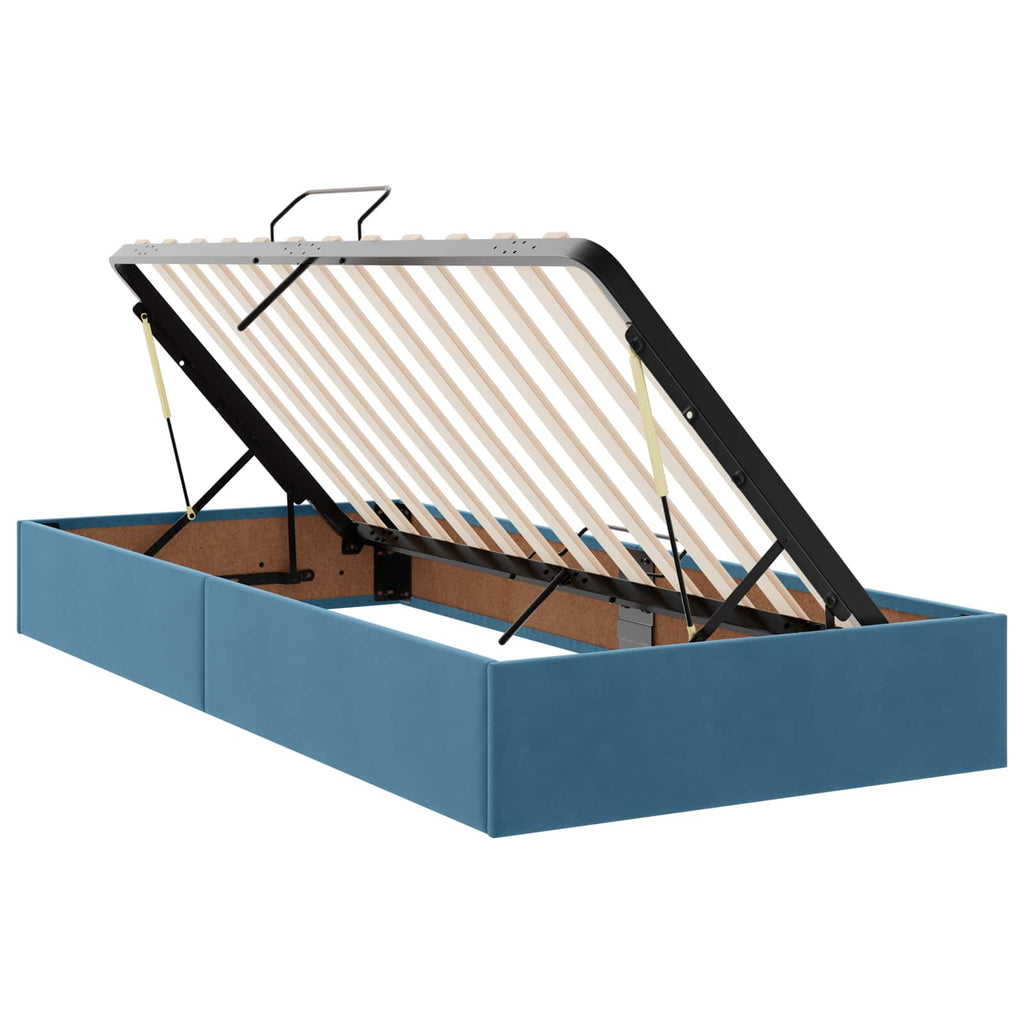 vidaXL Łóżko z funkcją przechowywania LED z materacem Ciemnoniebieski