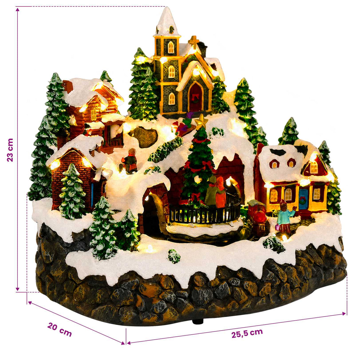 vidaXL Świąteczna wioska z pociągiem SALO 25,5 x 20 x 23 cm żywica