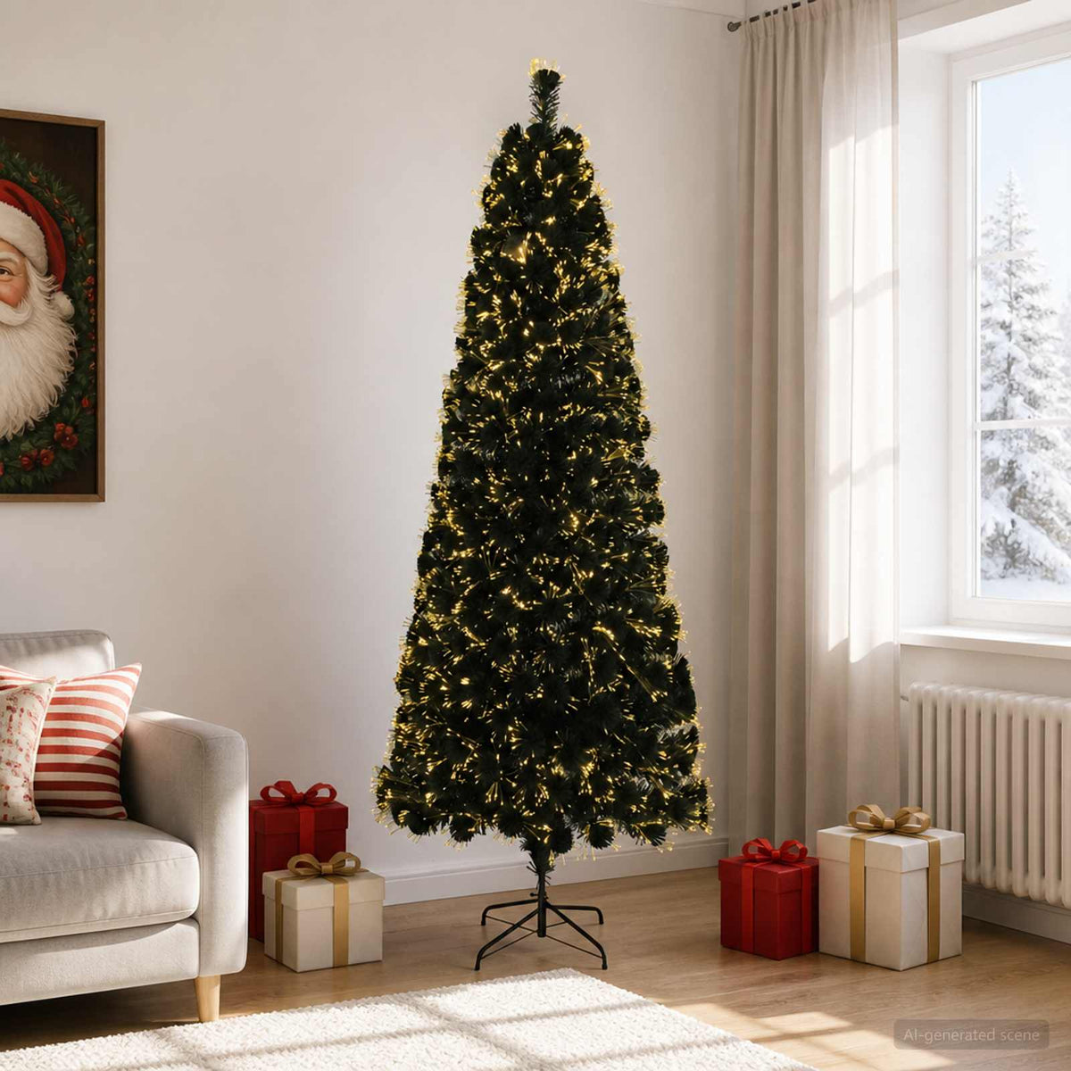 vidaXL Choinka światłowodowa 210 cm 24 LED Ciepła biel PVC zielony