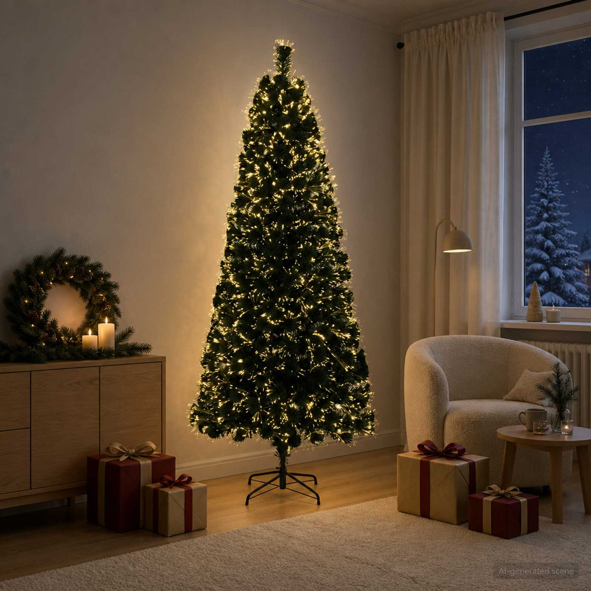 vidaXL Choinka światłowodowa 210 cm 24 LED Ciepła biel PVC zielony