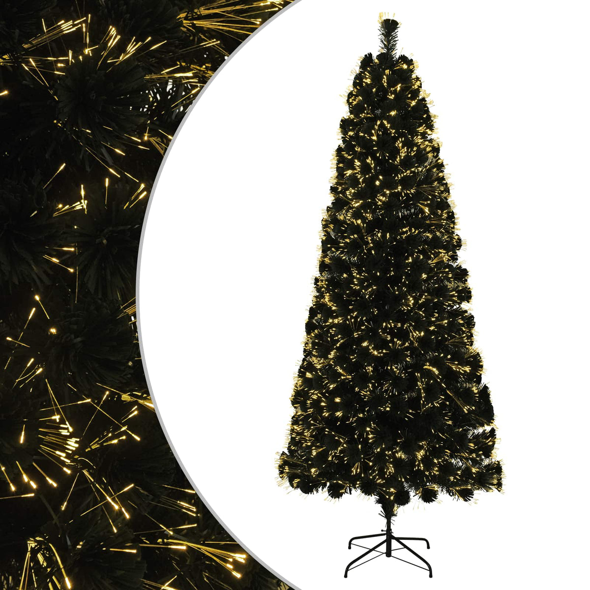 vidaXL Choinka światłowodowa 210 cm 24 LED Ciepła biel PVC zielony