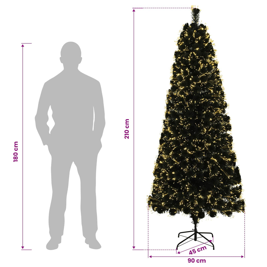 vidaXL Choinka światłowodowa 210 cm 24 LED Ciepła biel PVC zielony