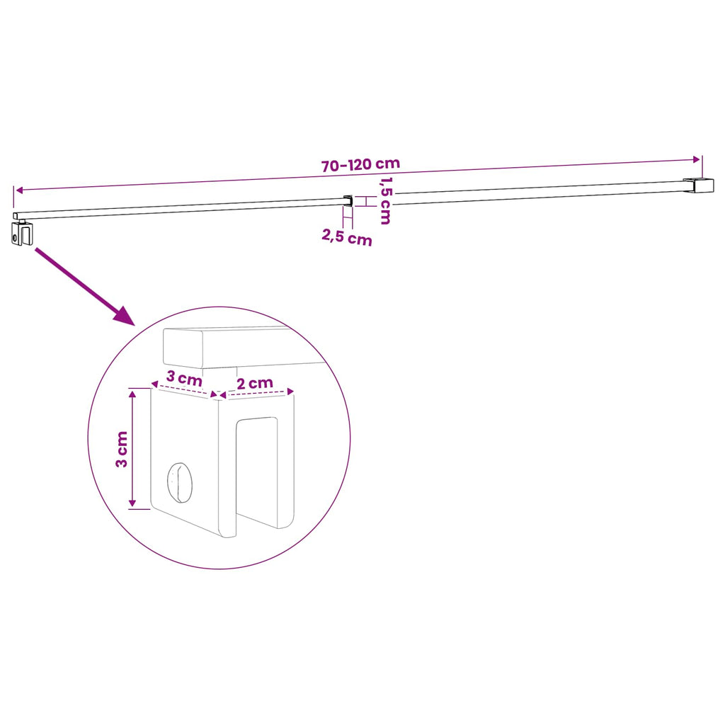 vidaXL Drążek stabilizujący do kabiny prysznicowej 70-120 cm