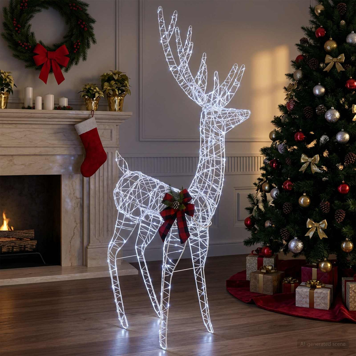 vidaXL 3D Renifer Bożonarodzeniowy LOVIISA 560 LED Zimna biel