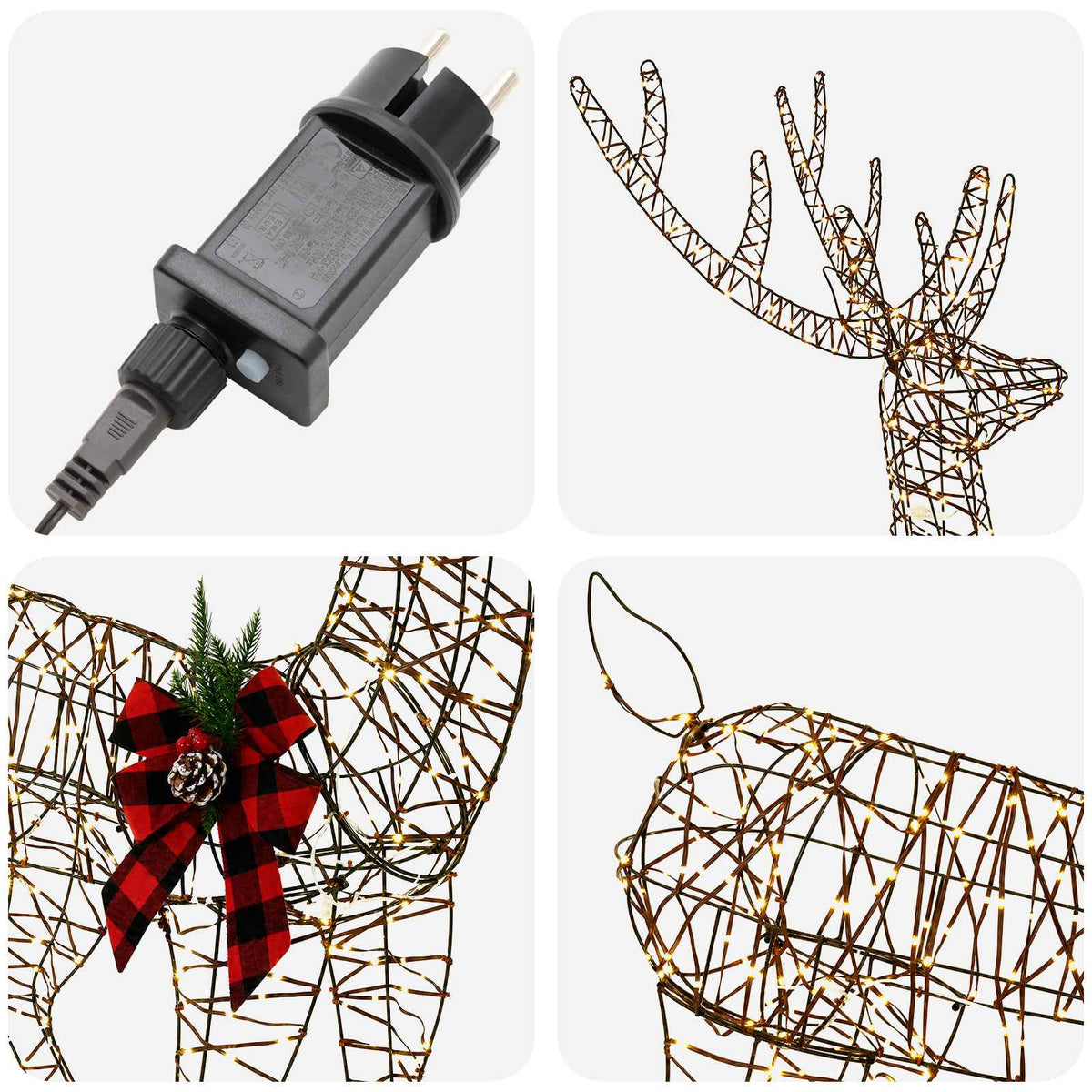 vidaXL 3D Renifer Bożonarodzeniowy LOVIISA 560 LED Ciepła biel