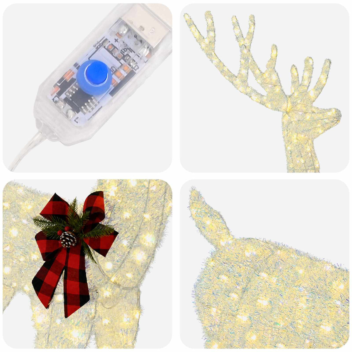 vidaXL 3D Renifer Bożonarodzeniowy LOVIISA 250 LED Ciepła biel