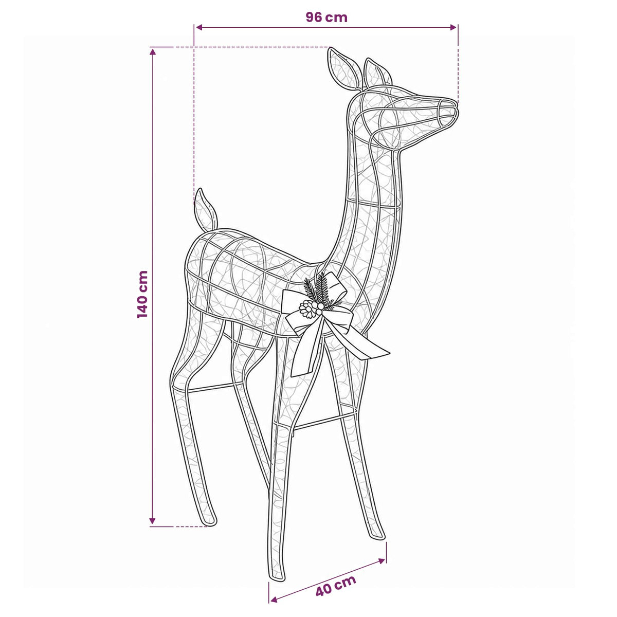 vidaXL 3D Renifer Bożonarodzeniowy LOVIISA 200 LED Ciepła biel