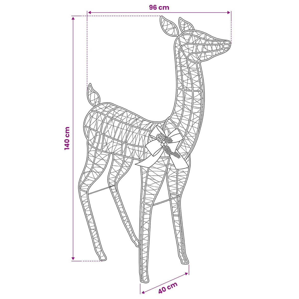 vidaXL 3D Renifer Bożonarodzeniowy LOVIISA 200 LED Ciepła biel