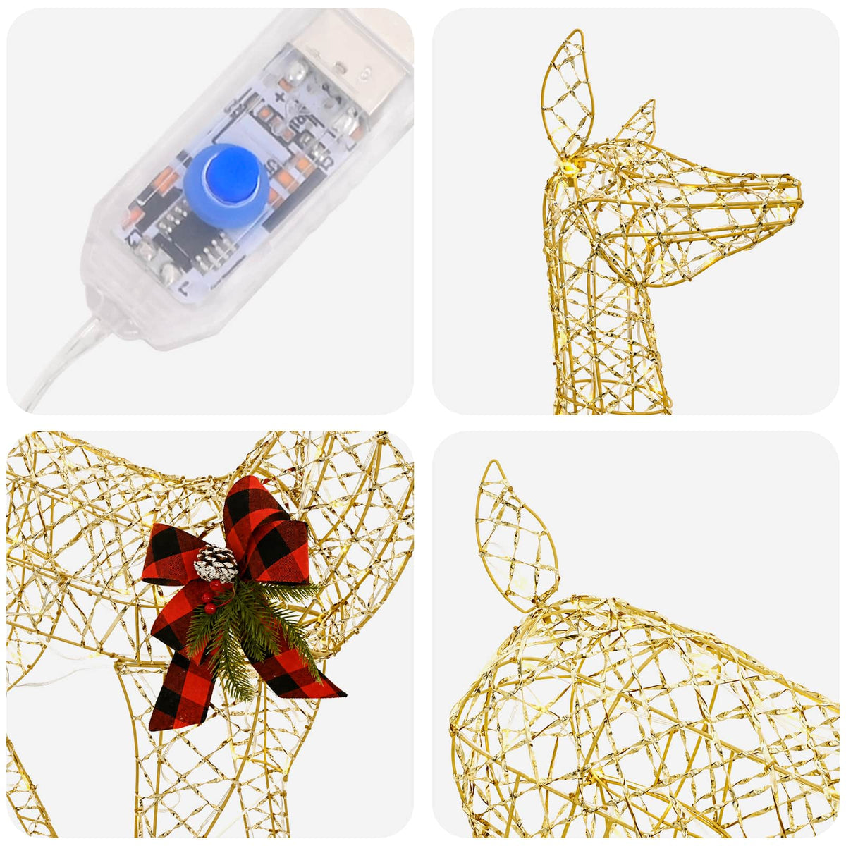 vidaXL 3D Renifer Bożonarodzeniowy LOVIISA 200 LED Ciepła biel