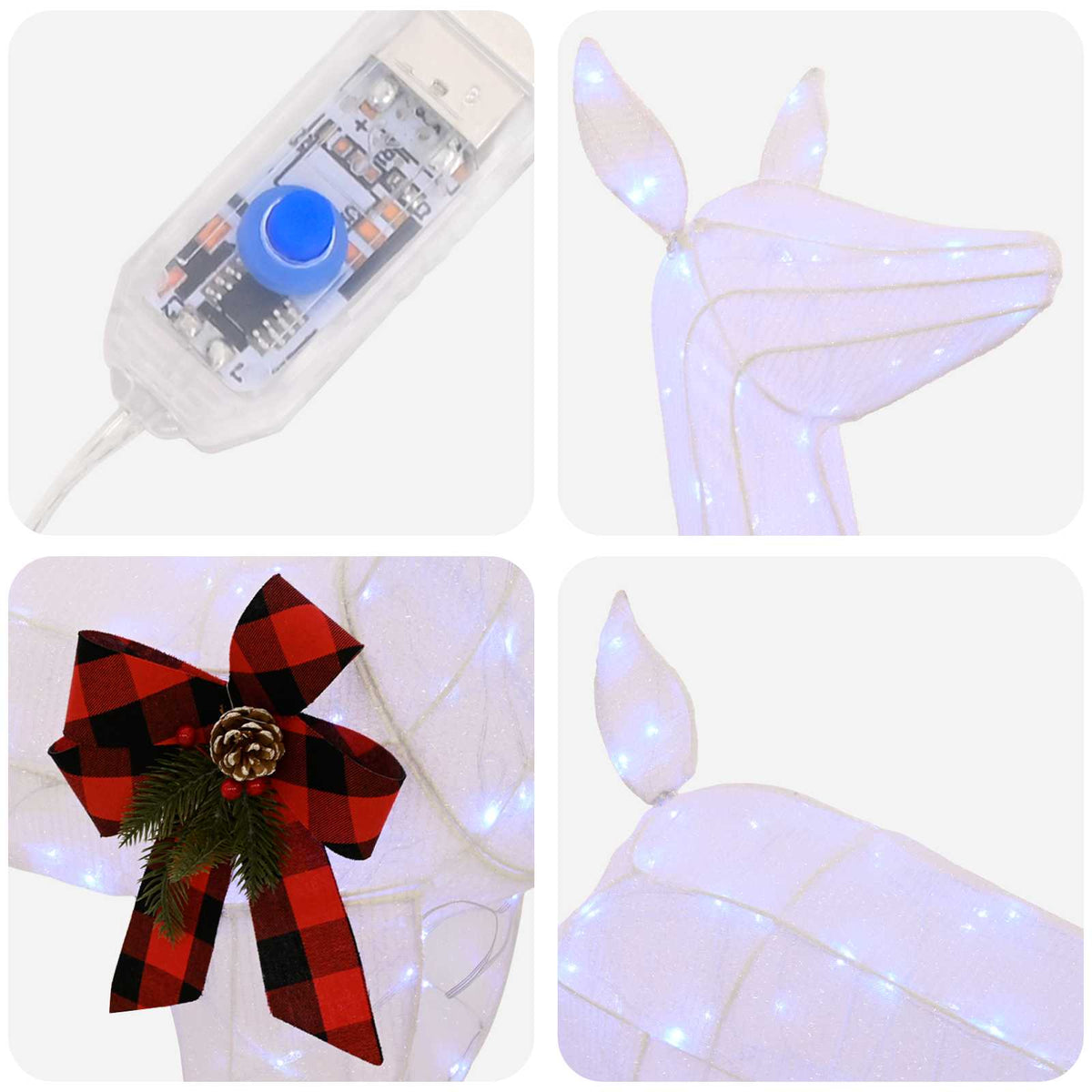vidaXL 3D Renifer Bożonarodzeniowy LOVIISA 200 LED Zimna biel