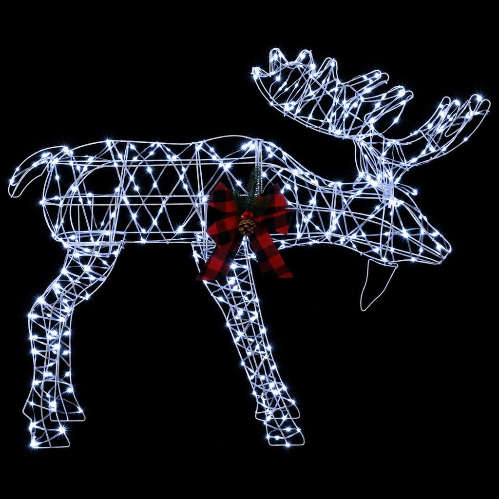 vidaXL Ozdoba świąteczna łoś 340 LED Zimna biel 120 x 27 x 105 cm