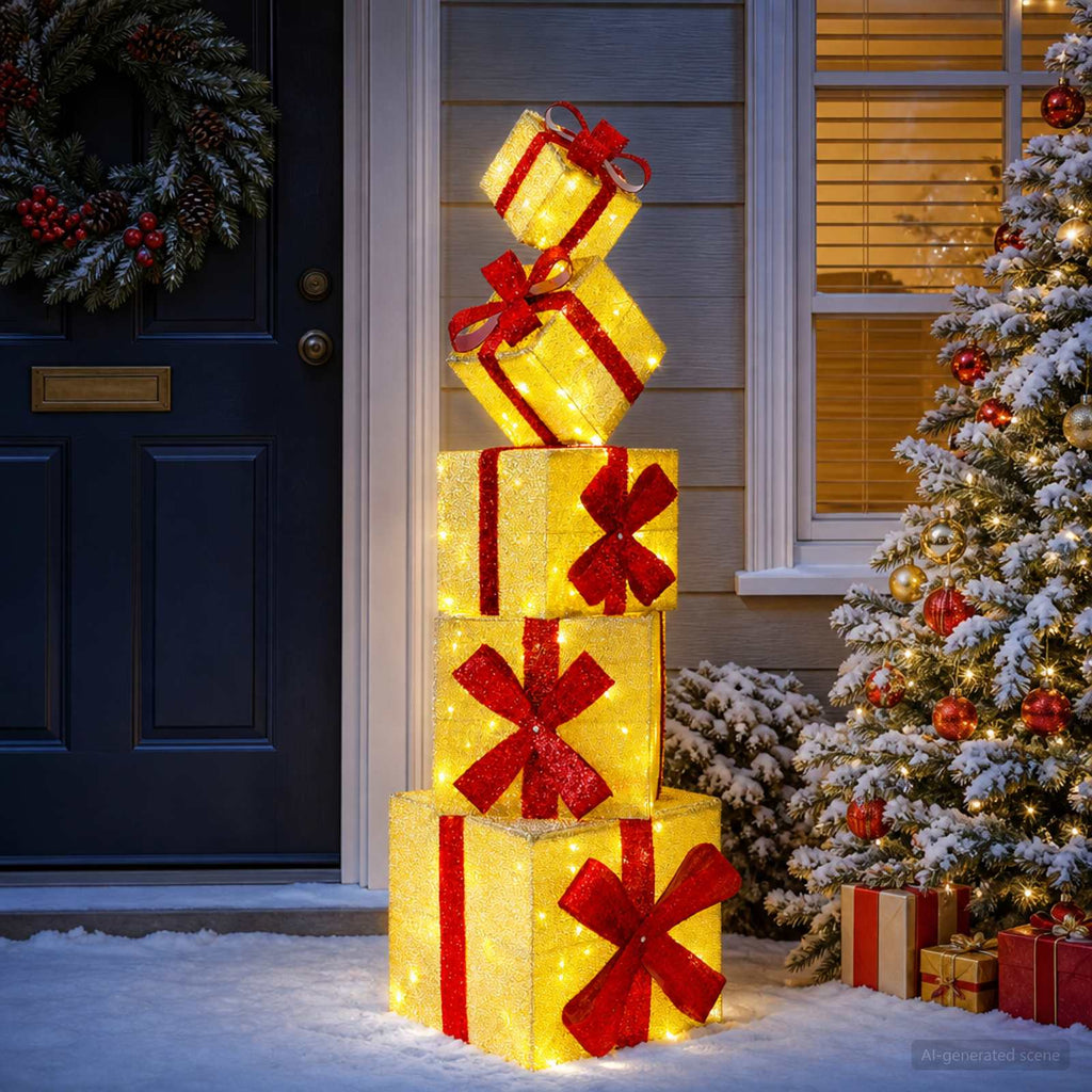 vidaXL Dekoracja świąteczna – pudełko na prezent 5 szt. 125 LED