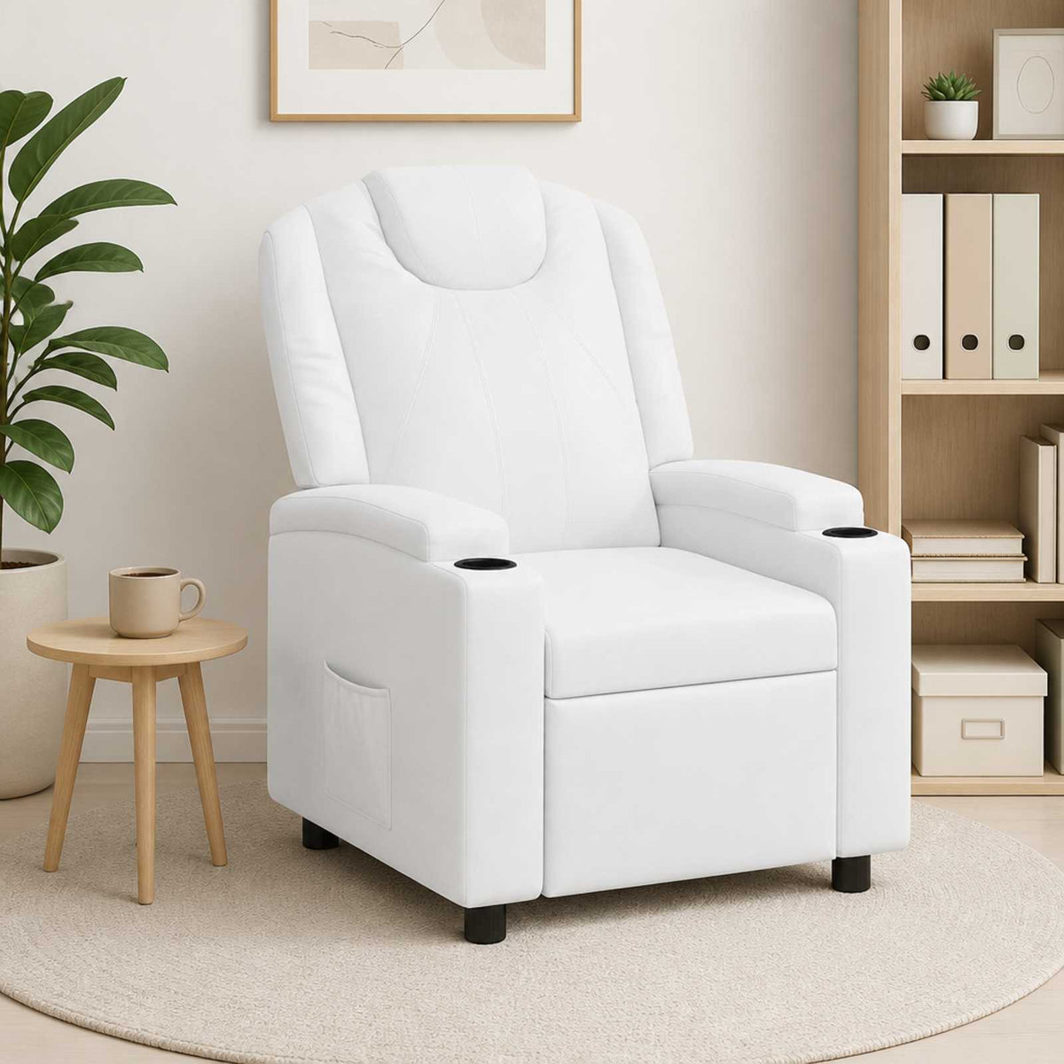vidaXL Fotel z funkcją relaksu Biały 75 x 95 x 106 cm tkanina