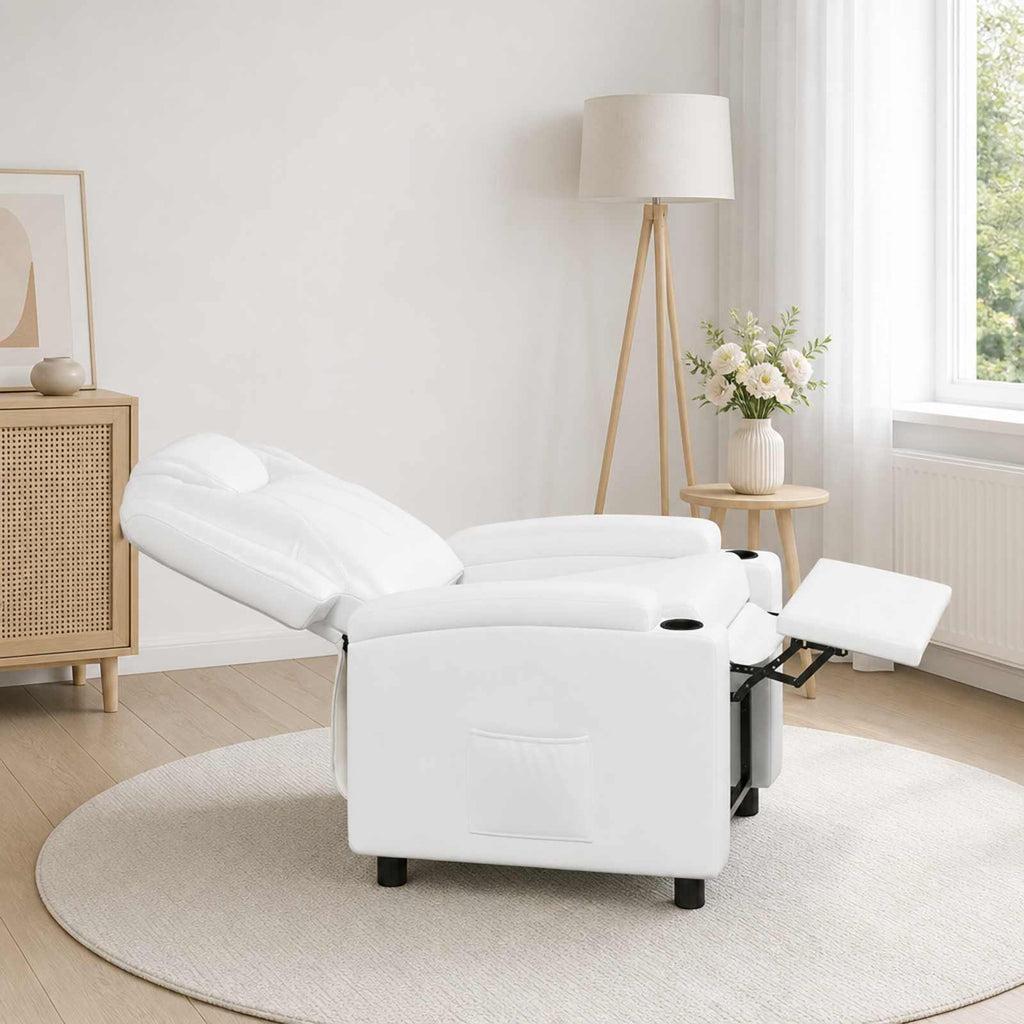 vidaXL Fotel z funkcją relaksu Biały 75 x 95 x 106 cm tkanina