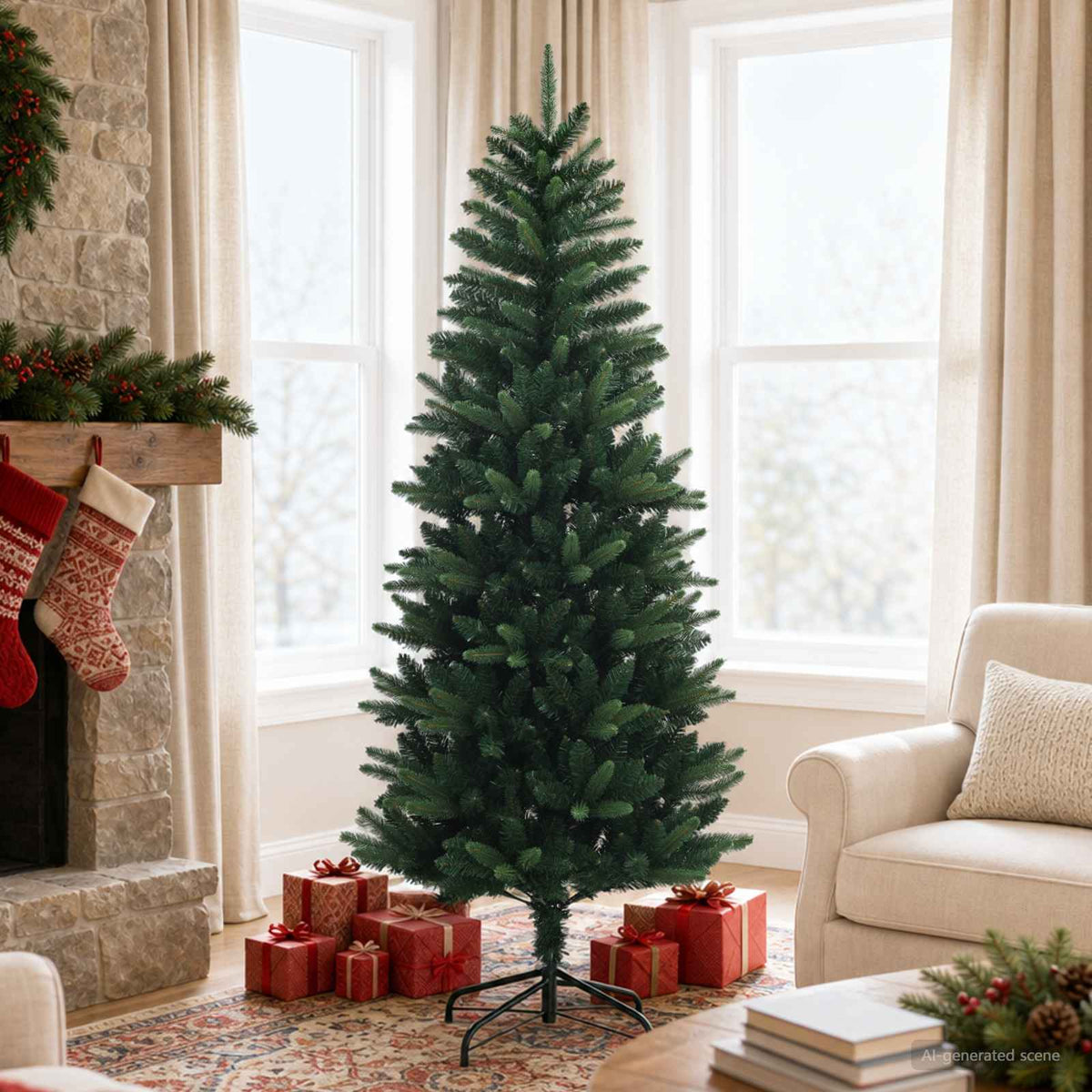 vidaXL Artificial Hinged Christmas Tree 180 cm PE i PVC zielony