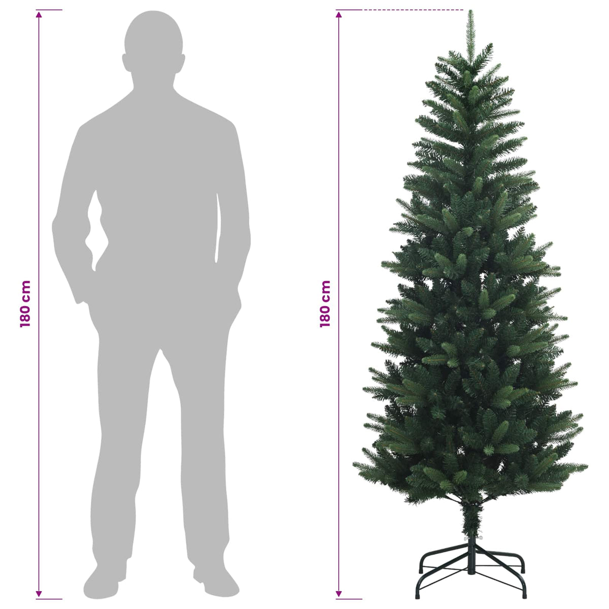 vidaXL Artificial Hinged Christmas Tree 180 cm PE i PVC zielony