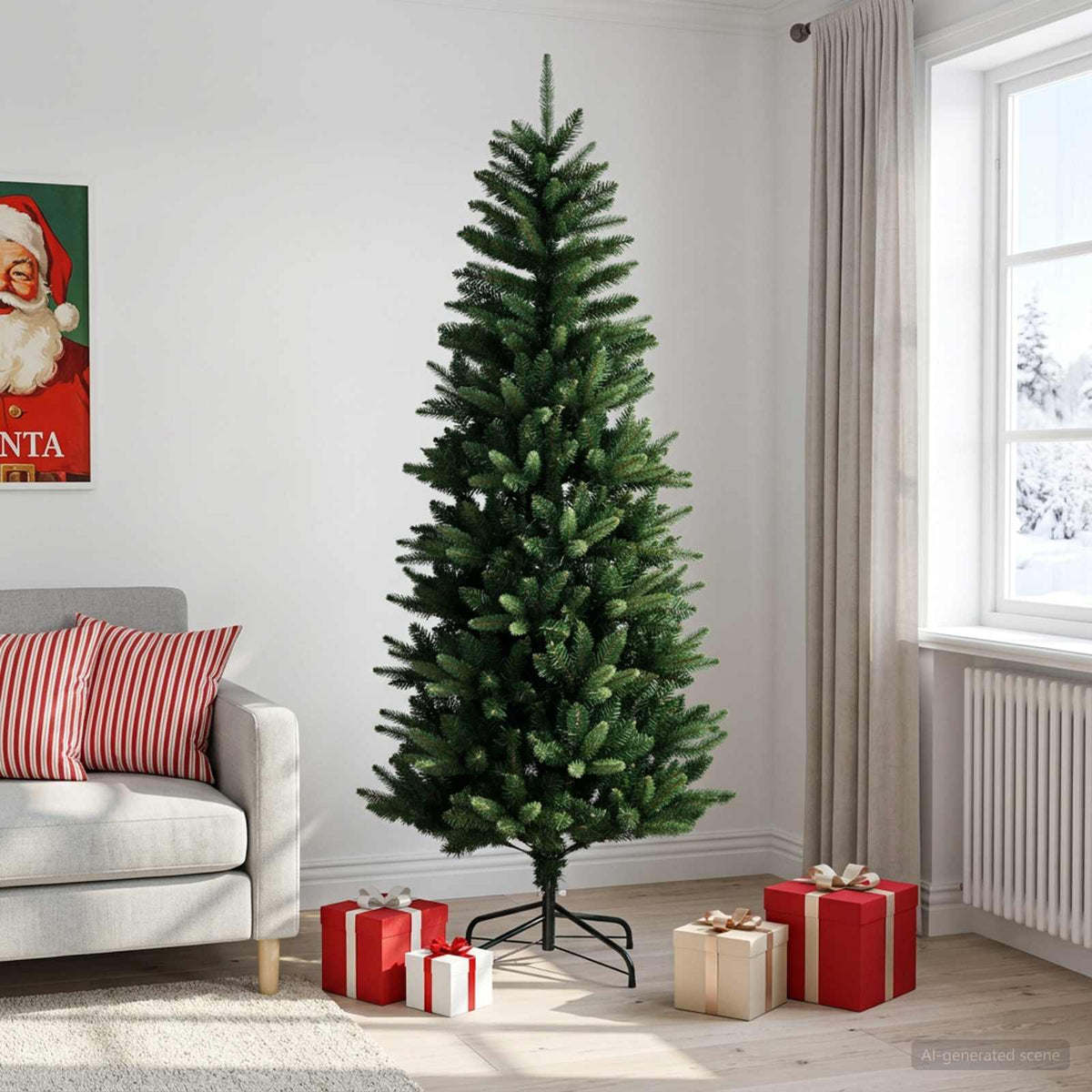 vidaXL Artificial Hinged Christmas Tree 210 cm PE i PVC zielony