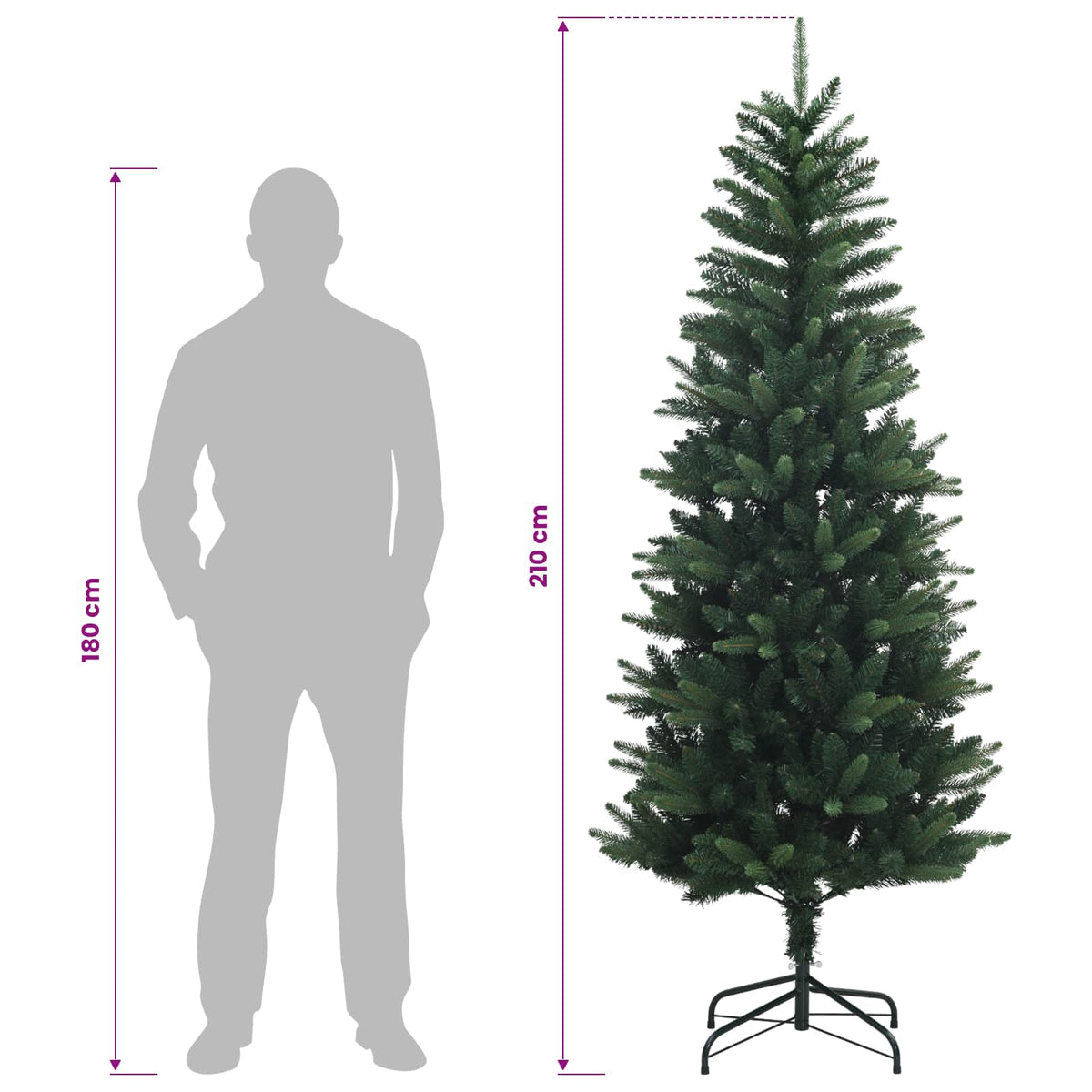 vidaXL Artificial Hinged Christmas Tree 210 cm PE i PVC zielony