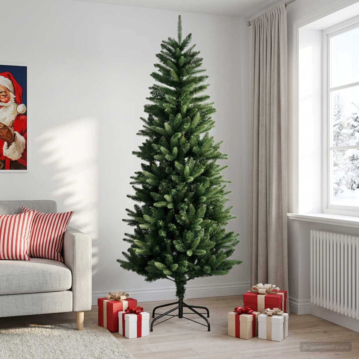 vidaXL Artificial Hinged Christmas Tree 240 cm PE i PVC zielony
