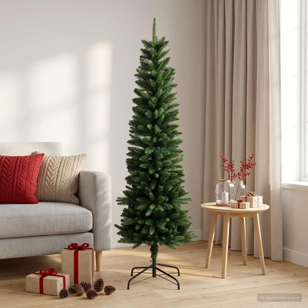 vidaXL Artificial Slim Christmas Tree 120 cm PE i PVC zielony