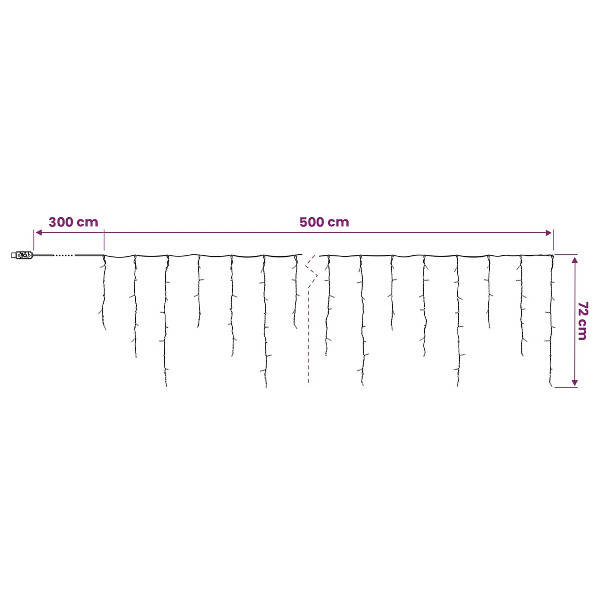 vidaXL Kurtyna świetlna 210 LED Ciepła biel 500 x 72 cm