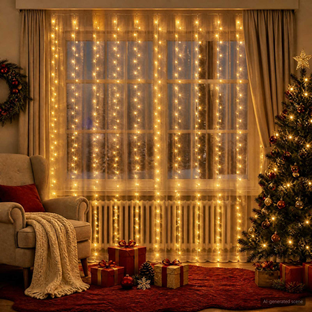 vidaXL Kurtyna świetlna 300 LED Ciepła biel 300 x 300 cm