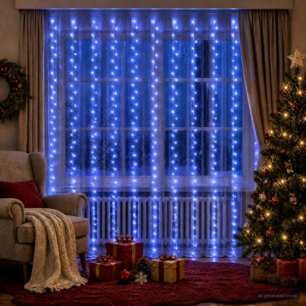 vidaXL Kurtyna świetlna 300 LED Niebieski 300 x 300 cm
