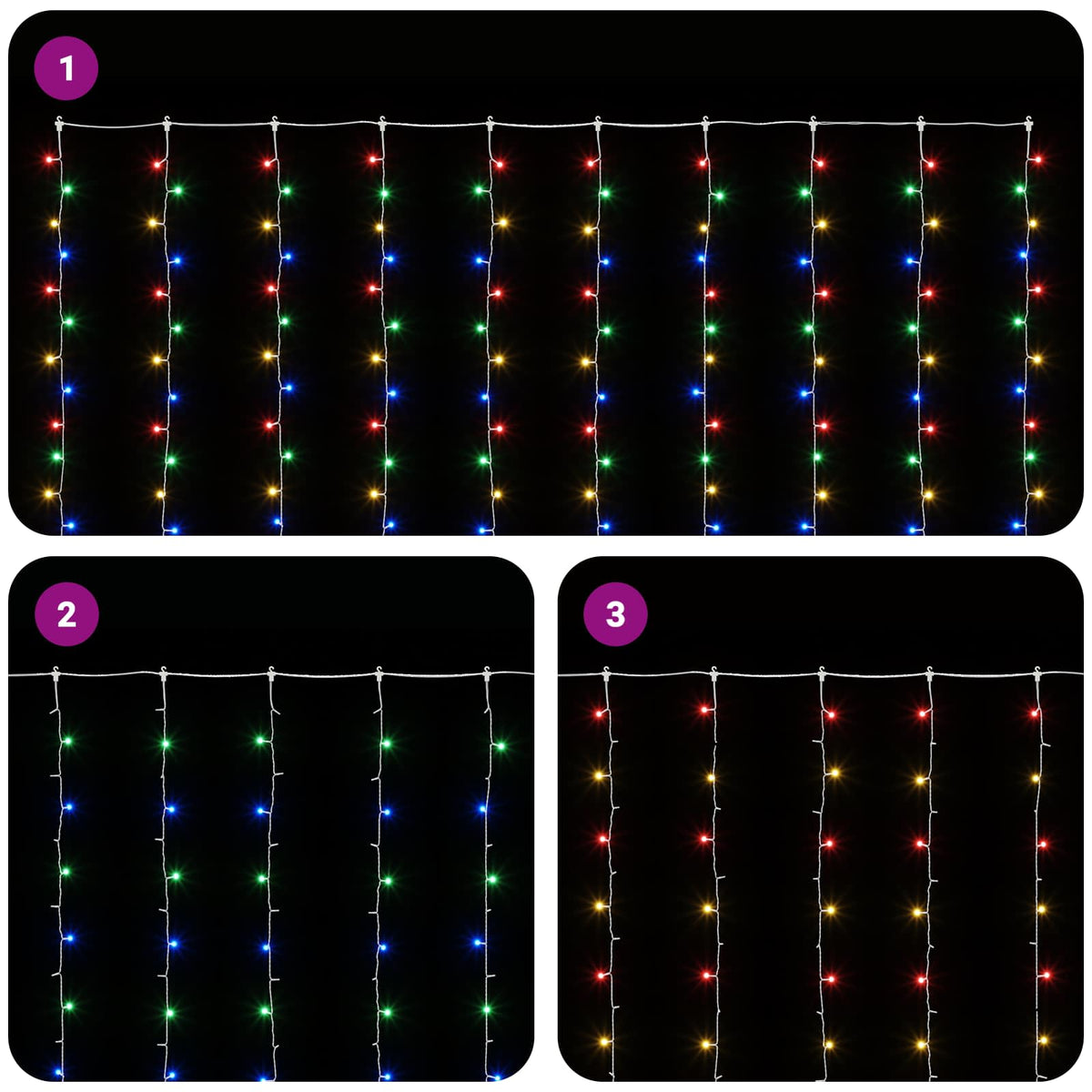 vidaXL Kurtyna świetlna 300 LED Wielokolorowy 300 x 300 cm