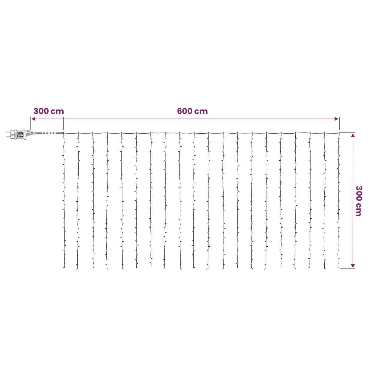 vidaXL Kurtyna świetlna 600 LED Niebieski 600 x 300 cm
