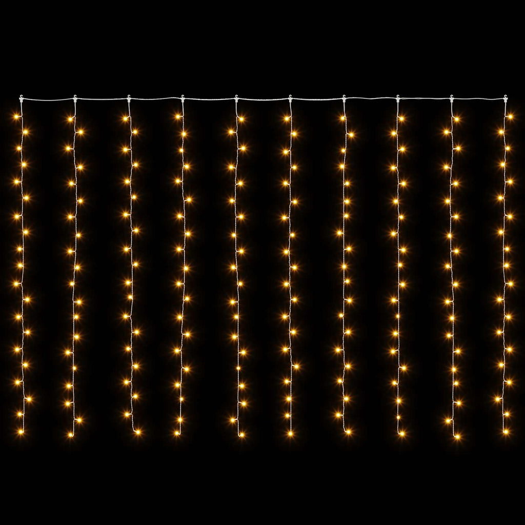 vidaXL Kurtyna świetlna 200 LED Ciepła biel 300 x 200 cm