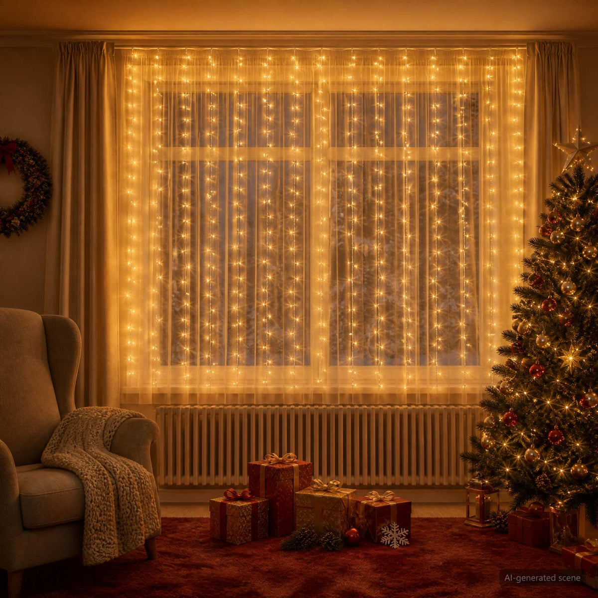 vidaXL Kurtyna świetlna 400 LED Ciepła biel 600 x 200 cm