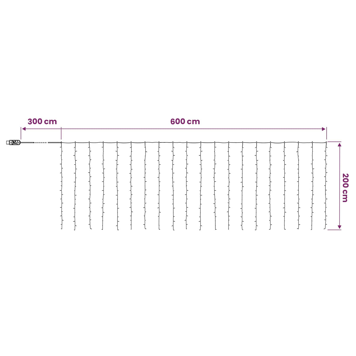 vidaXL Kurtyna świetlna 400 LED Ciepła biel 600 x 200 cm