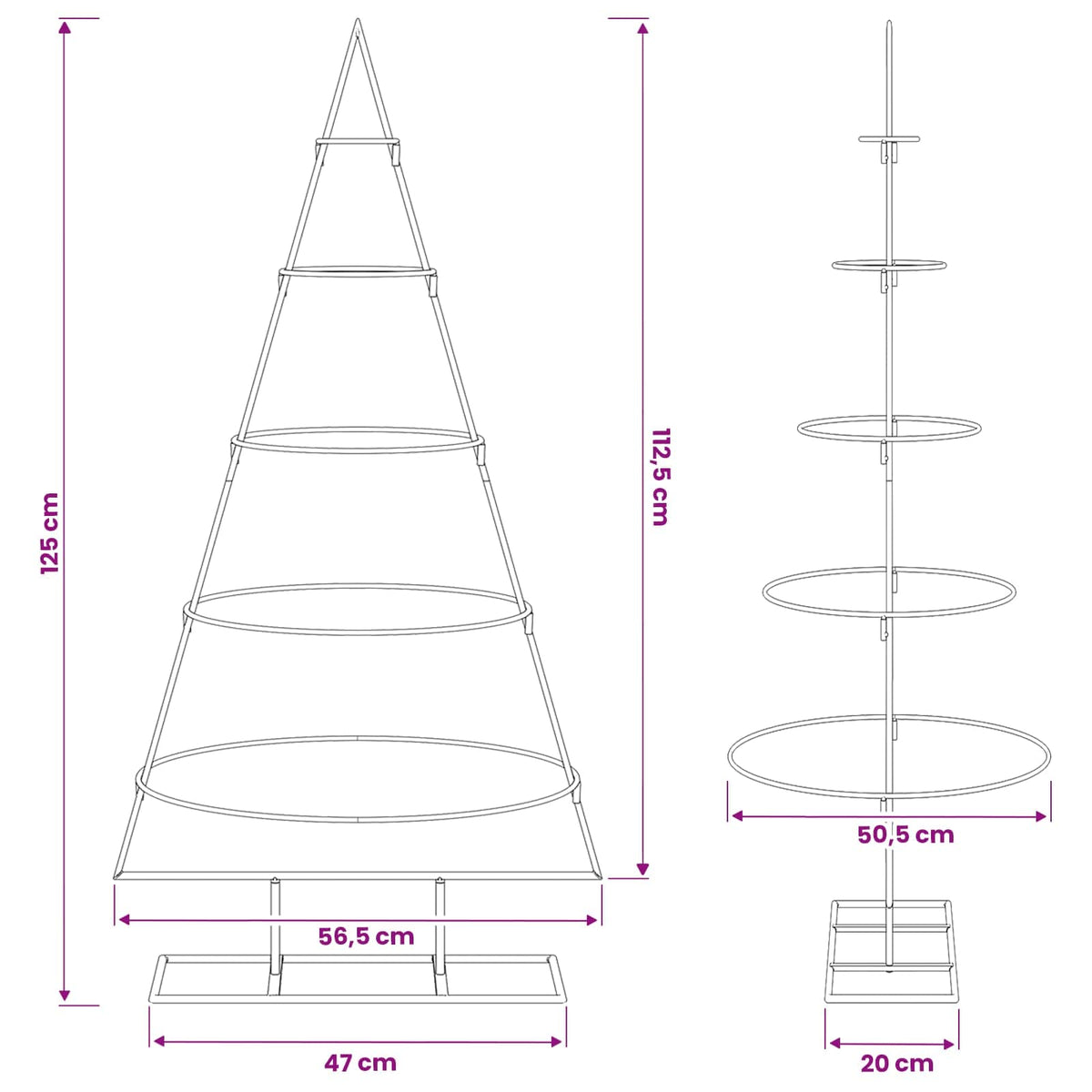 vidaXL Metalowa choinka ze stojakiem KUOPIO 125 cm Stal Biały