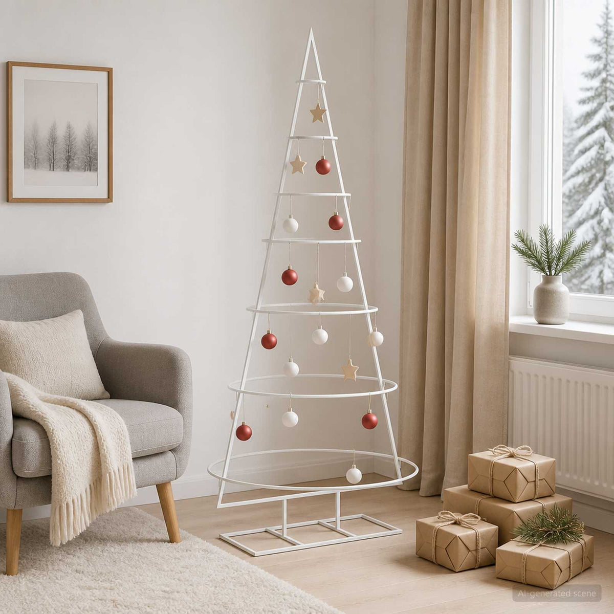 vidaXL Metalowa choinka ze stojakiem KUOPIO 150 cm Stal Biały