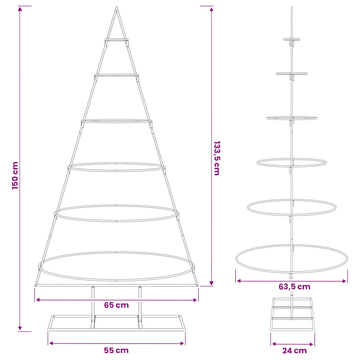 vidaXL Metalowa choinka ze stojakiem KUOPIO 150 cm Stal Biały