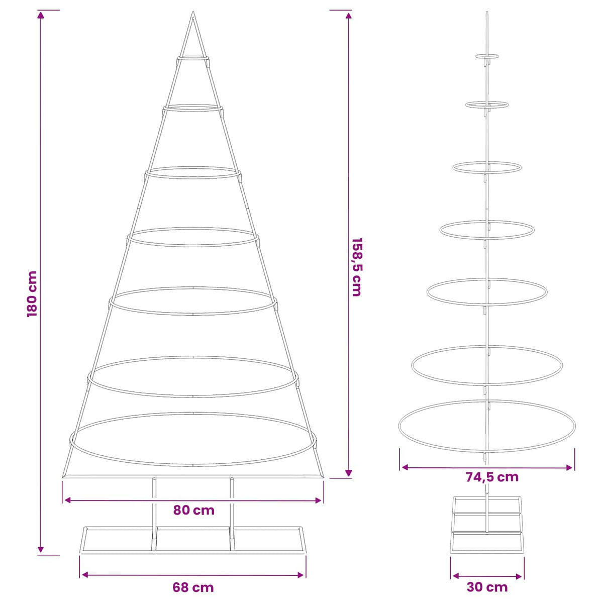 vidaXL Metalowa choinka ze stojakiem KUOPIO 180 cm Stal Biały