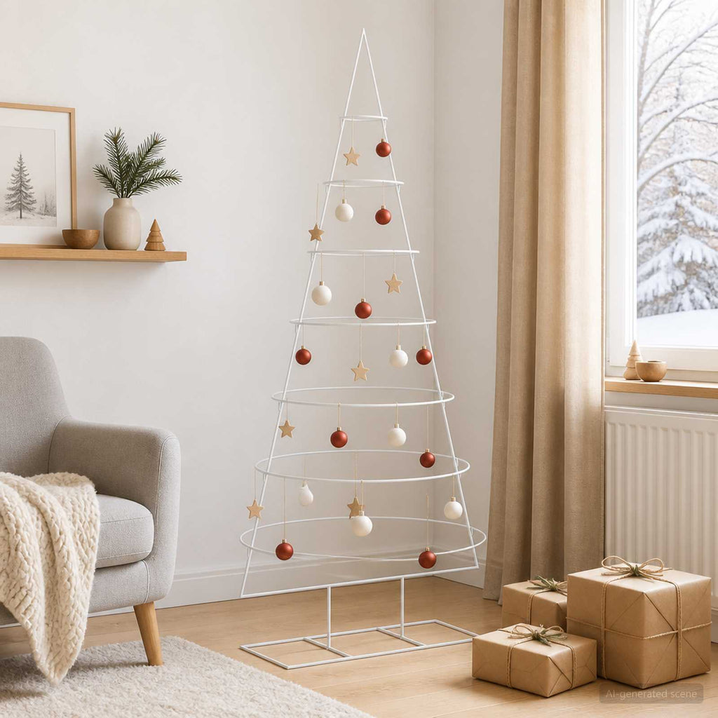 vidaXL Metalowa choinka ze stojakiem KUOPIO 210 cm Stal Biały