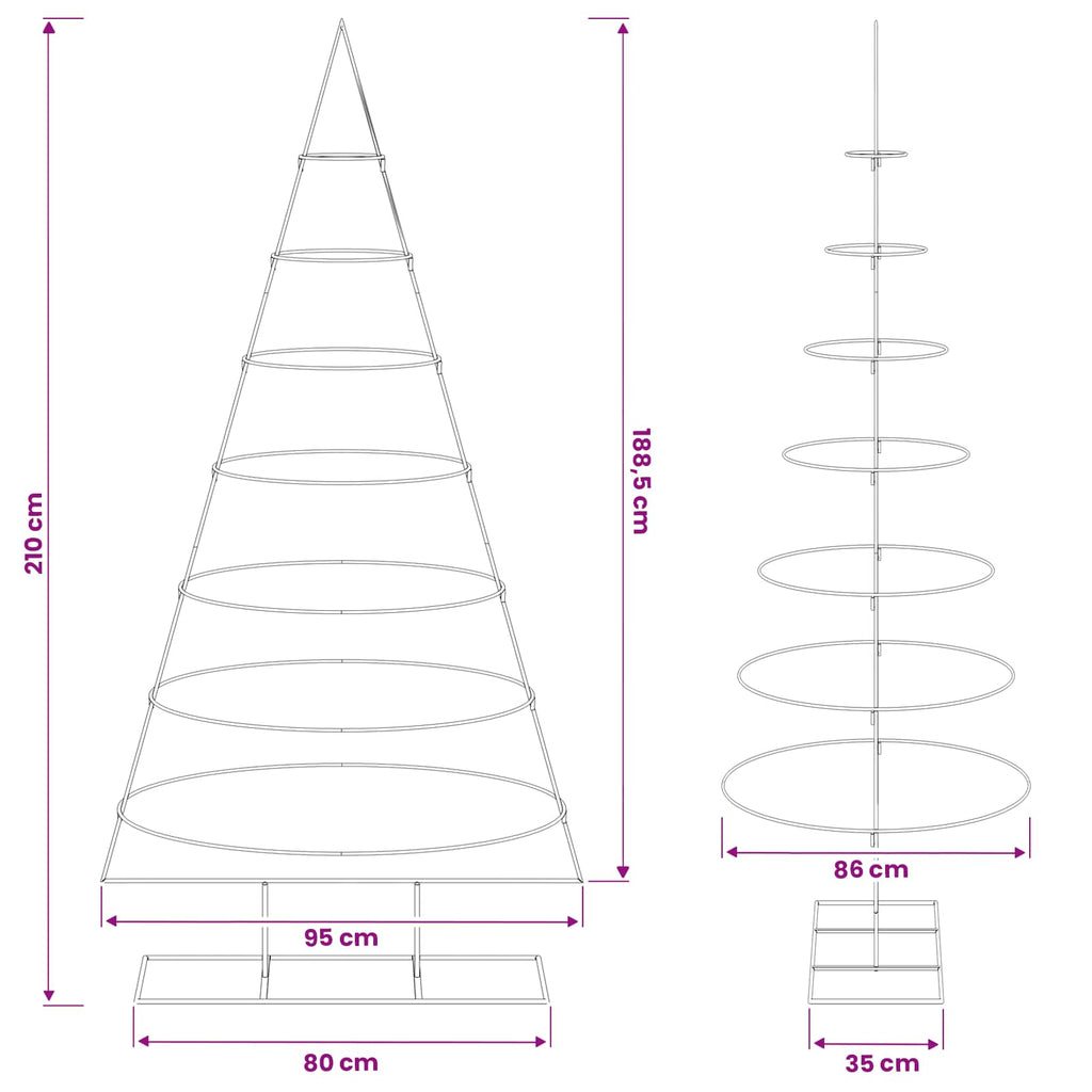 vidaXL Metalowa choinka ze stojakiem KUOPIO 210 cm Stal Biały
