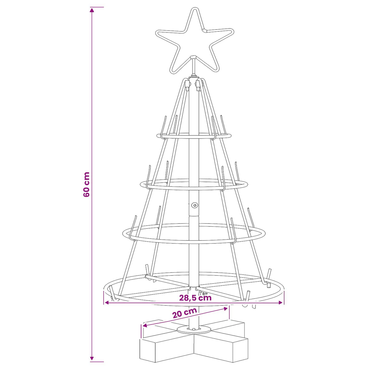 vidaXL Choinka Stożkowa Świąteczna KUOPIO 60 cm Stal złoty