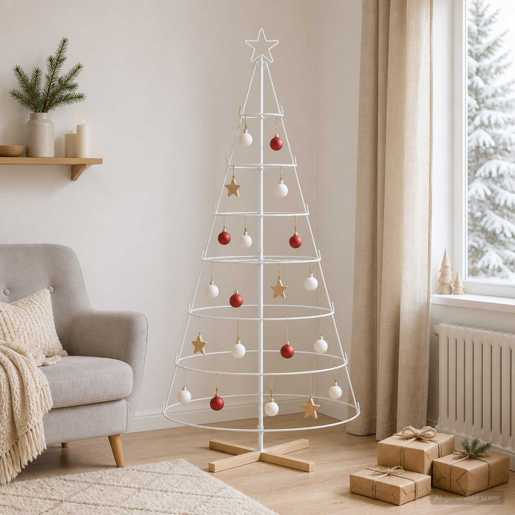 vidaXL Choinka Stożkowa Świąteczna KUOPIO 180 cm Stal Biały